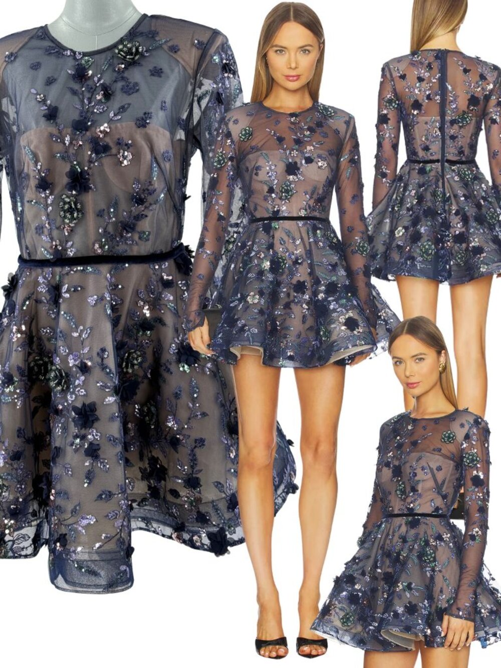 🆕 BRONX & BANCO 🧿 NWOT Talulah Long Sleeve Mini Dress, Navy - Sz L US 8